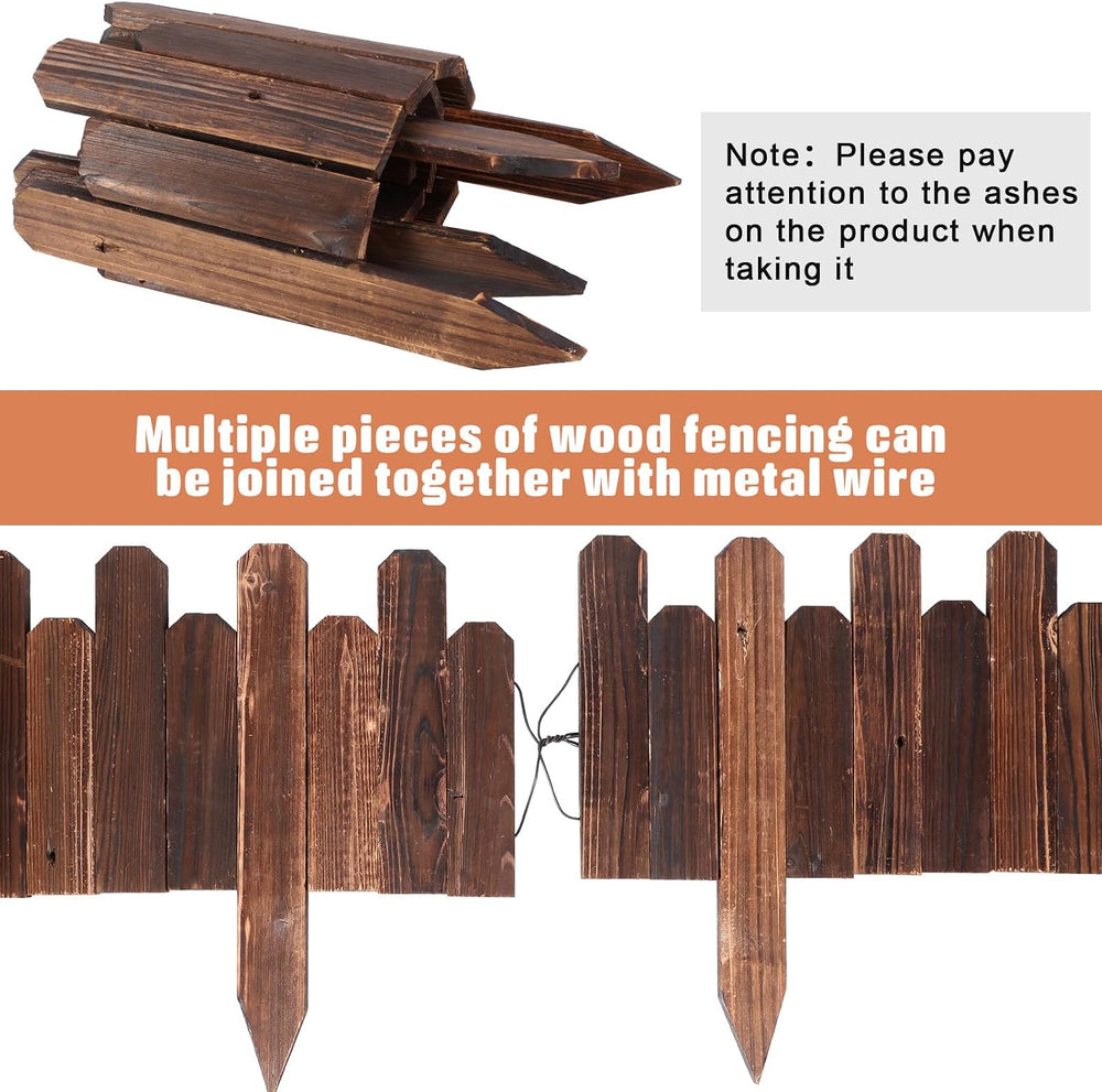 Soaoo 4 Pack Wood Garden Edging Fence, Flower Bed Edging Borders, 16 ft