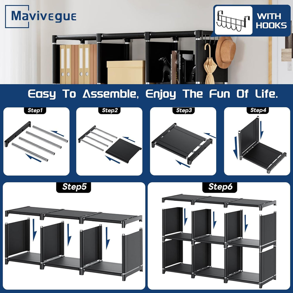 Mavivegue Bookcase, 18-Cube Extra Large Book Shelf, DIY Cube Storage Organize...