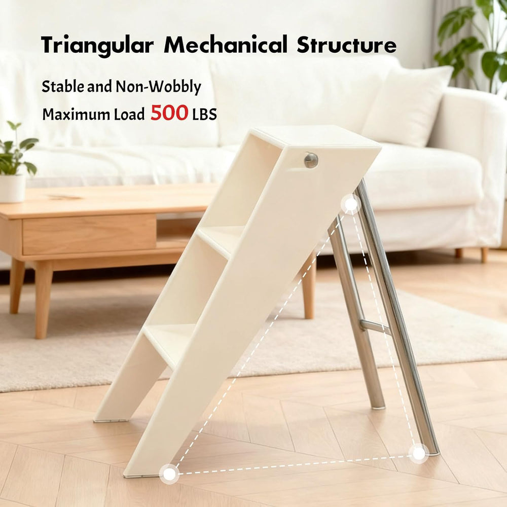 Acrylic 3 Step Ladder Folding Step Stool for Adults Foldable Small Step Stool...