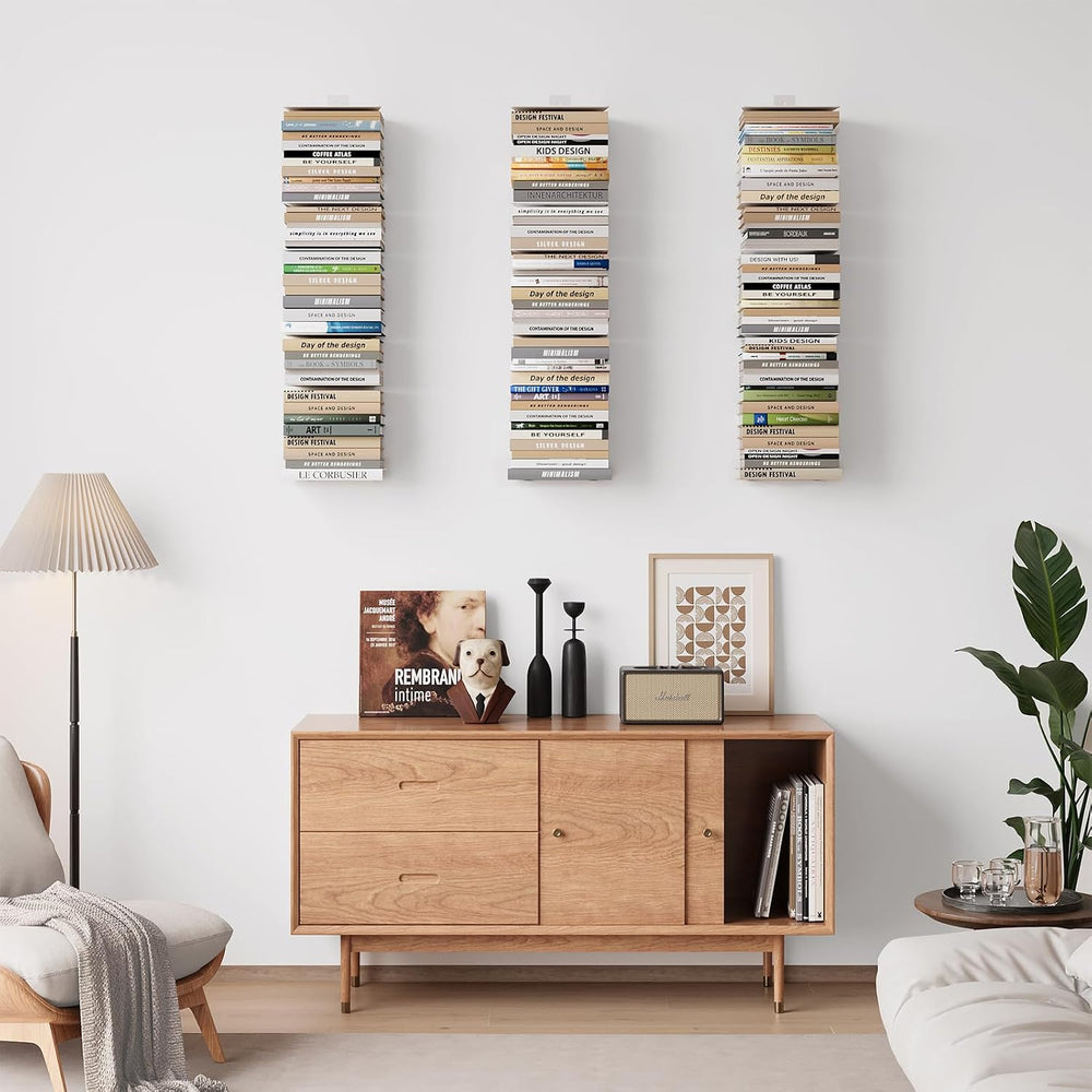 Wawocs Invisible Bookshelves for Wall, 8 Tier Floating Bookshelf Made of Heav...