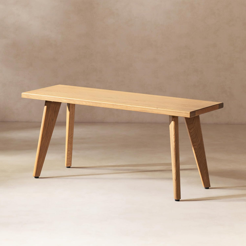 Red Oak Wood Bench, 41.5" Solid Oak Bench for Dining, Entryway & Bed...