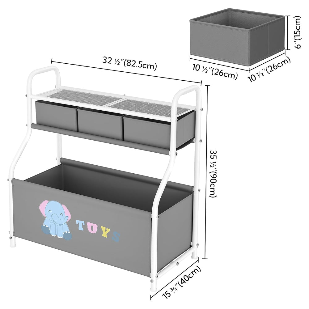 GRANNY SAYS Storage Cabinet with Shelves and Fabric Bins, 3-Tier Organizer Ra...