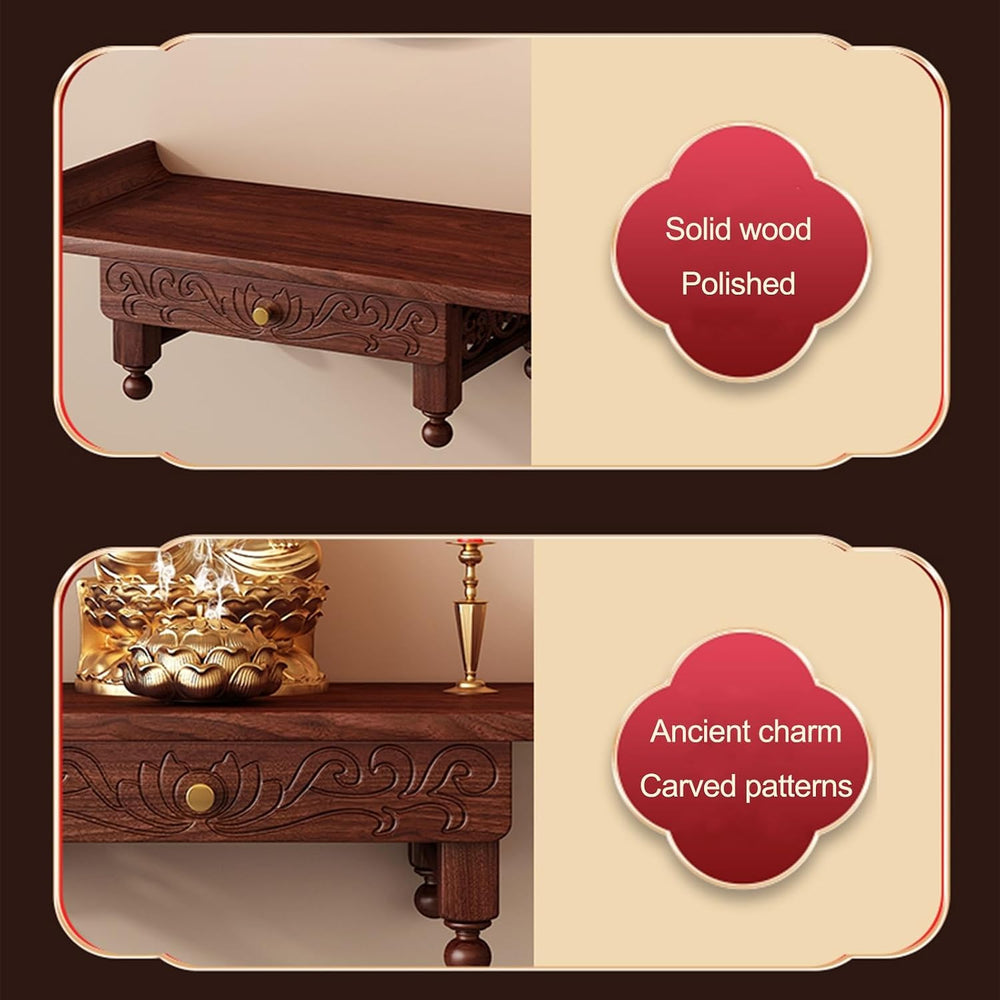 Buddhist Prayer Altar, Wall Hanging Offering Table for Home Decor and Spiritu...