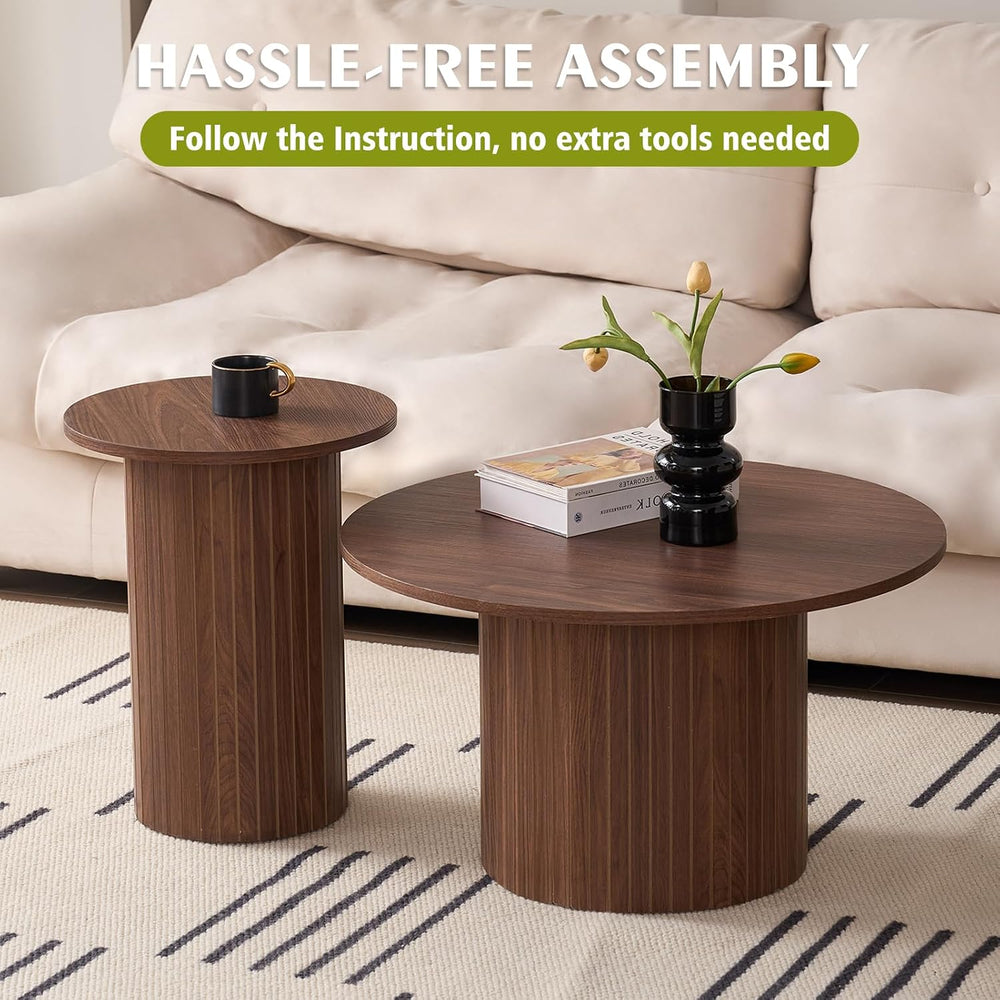 Round Nesting Coffee Table Set of 2 for Small Spaces | Modern style, suitable...
