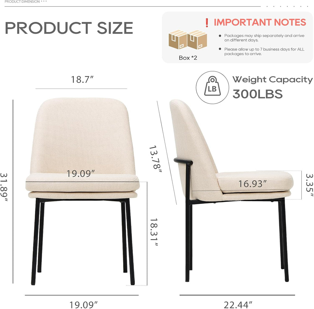 COLAMY Upholstered Dining Chairs Set of 4, Beige | Modern Dining Room Chairs ...