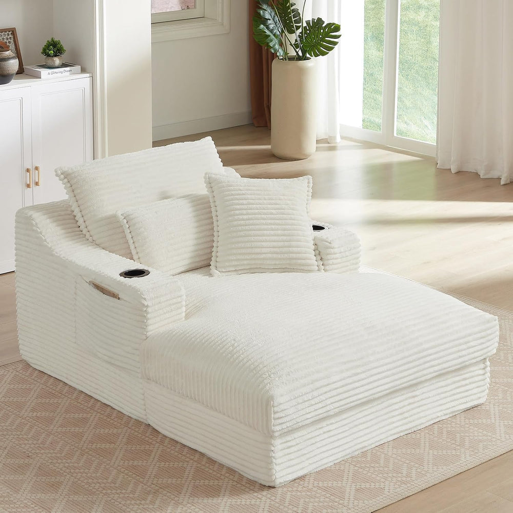 47.2"Oversized Chaise Lounge Chair Indoor,Corduroy Reading Chair with Cu...