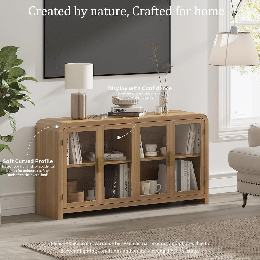 Oak&Sparrow Oak Sideboard Buffet Cabinet with Storage, 60'' Boho ...