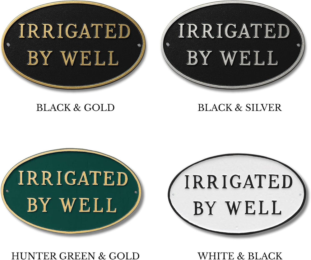 Montague Metal Products Cast Metal Irrigated by Well Oval Plaque Sign