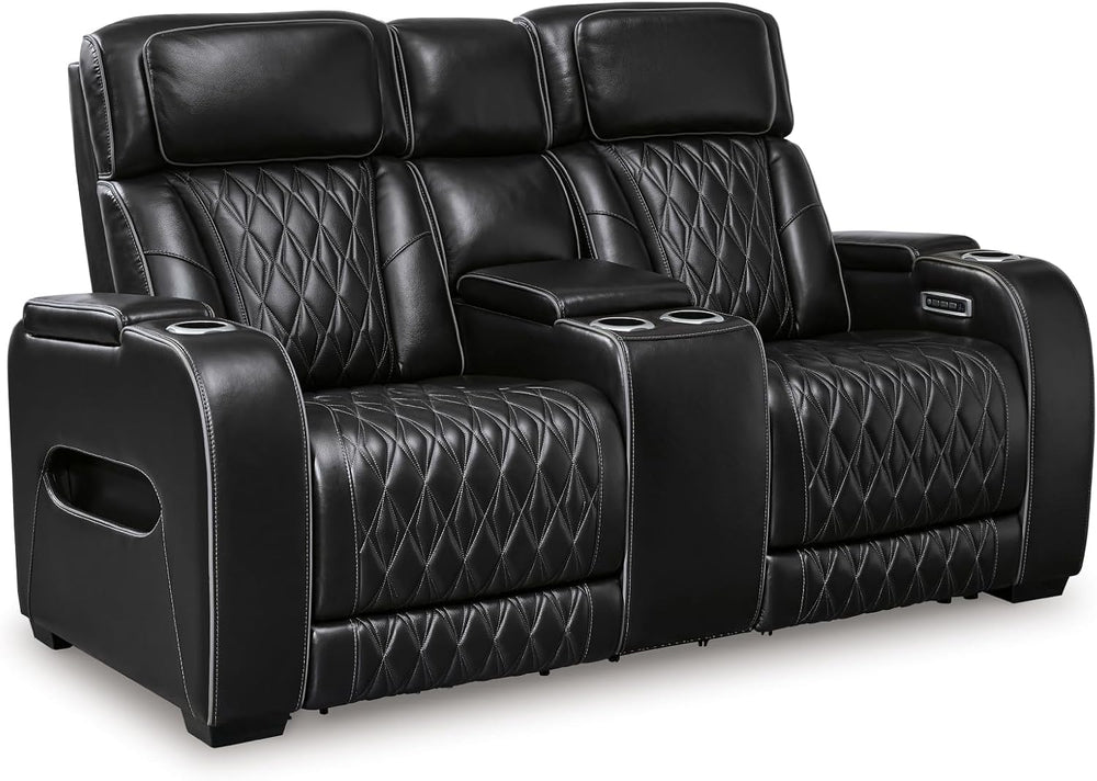 Signature Design by Ashley Boyington Power Reclining Loveseat with Console | ...