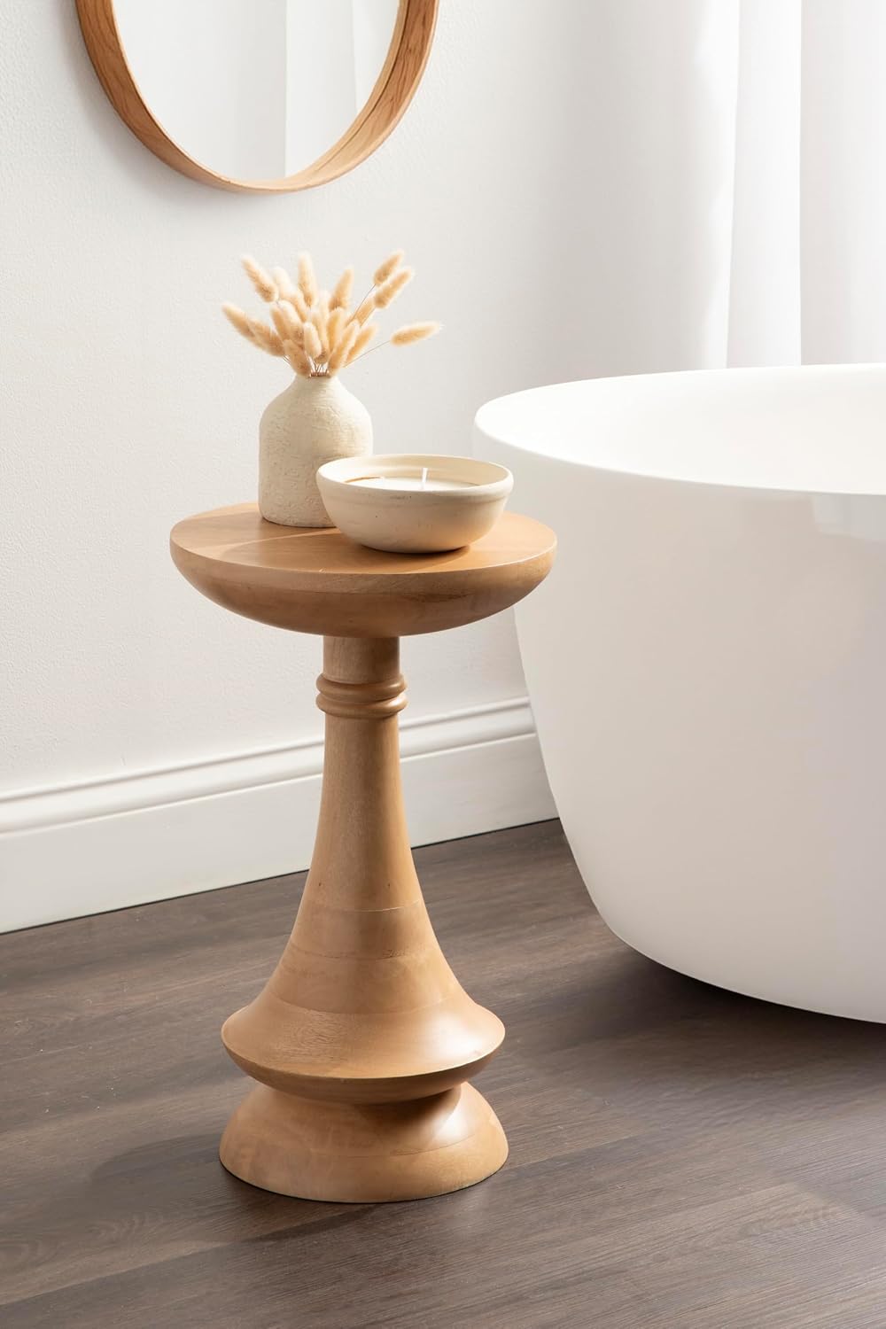 Kate and Laurel Gairola Transitional Wooden Round Side Table, 12 x 12 x 20, N...