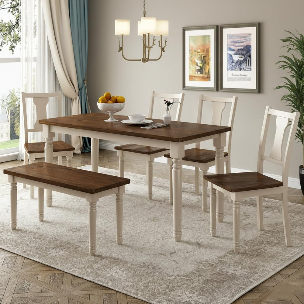 LUMISOL 60" Farmhouse Kitchen Table Set for 4-6
