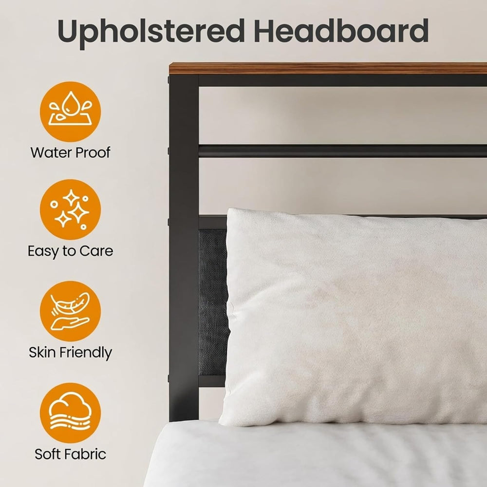 60.4"x84.7" Contemporary Queen Bed Frame, Upholstered Headboard, Bu...