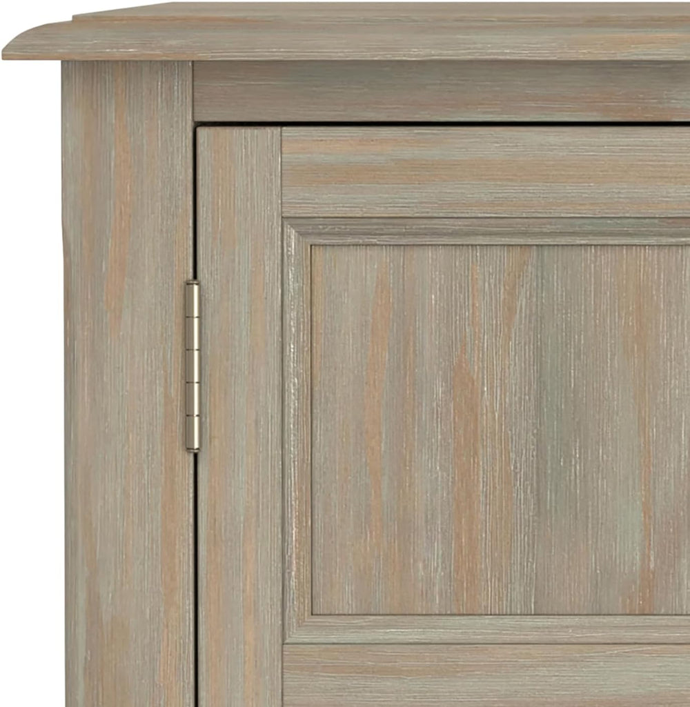 SIMPLIHOME Burlington 30" Wide Solid Wood Cabinet in Distressed Grey