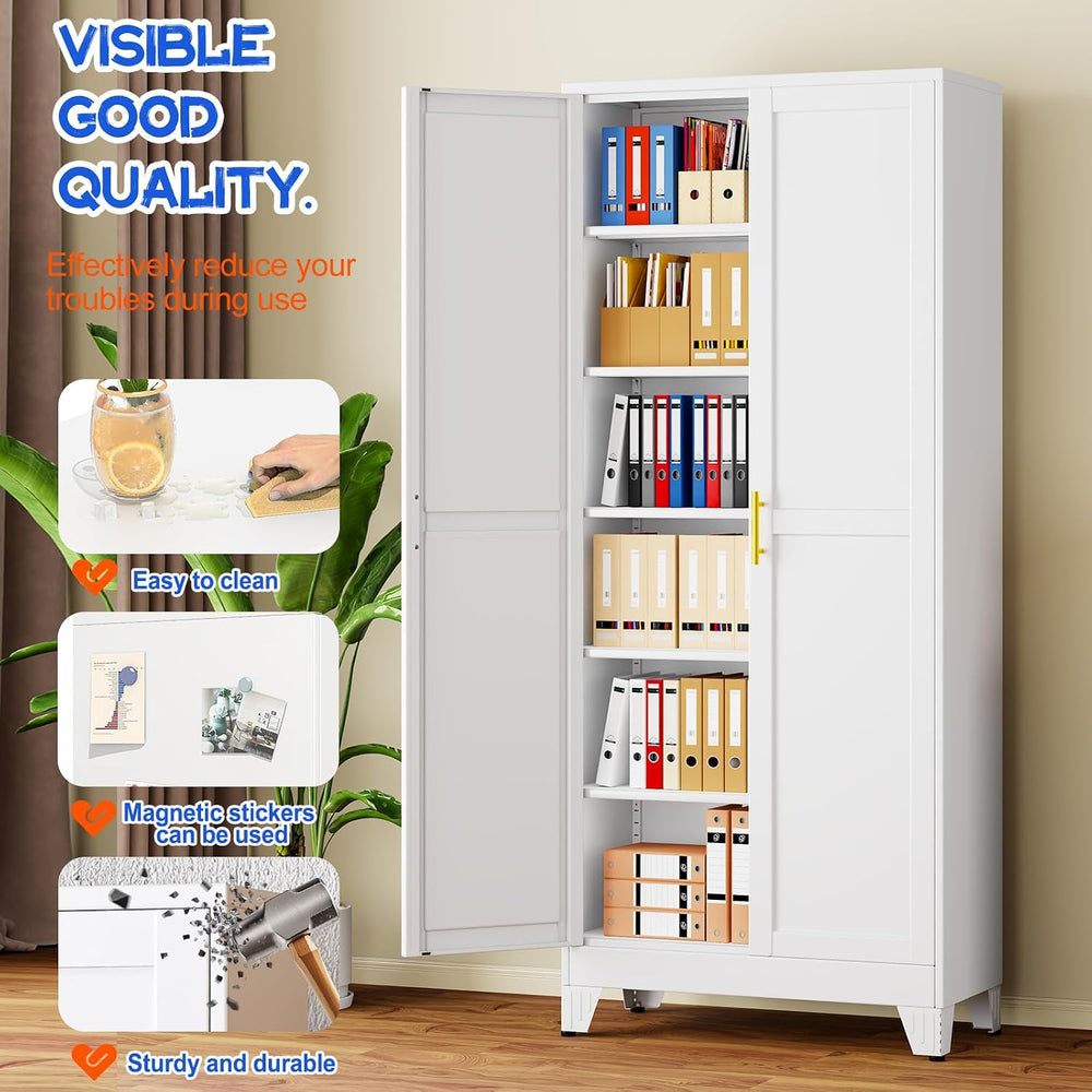 GAIOUS 75''Tall Metal Garage Storage Cabinet,File Cabinet with Door a...