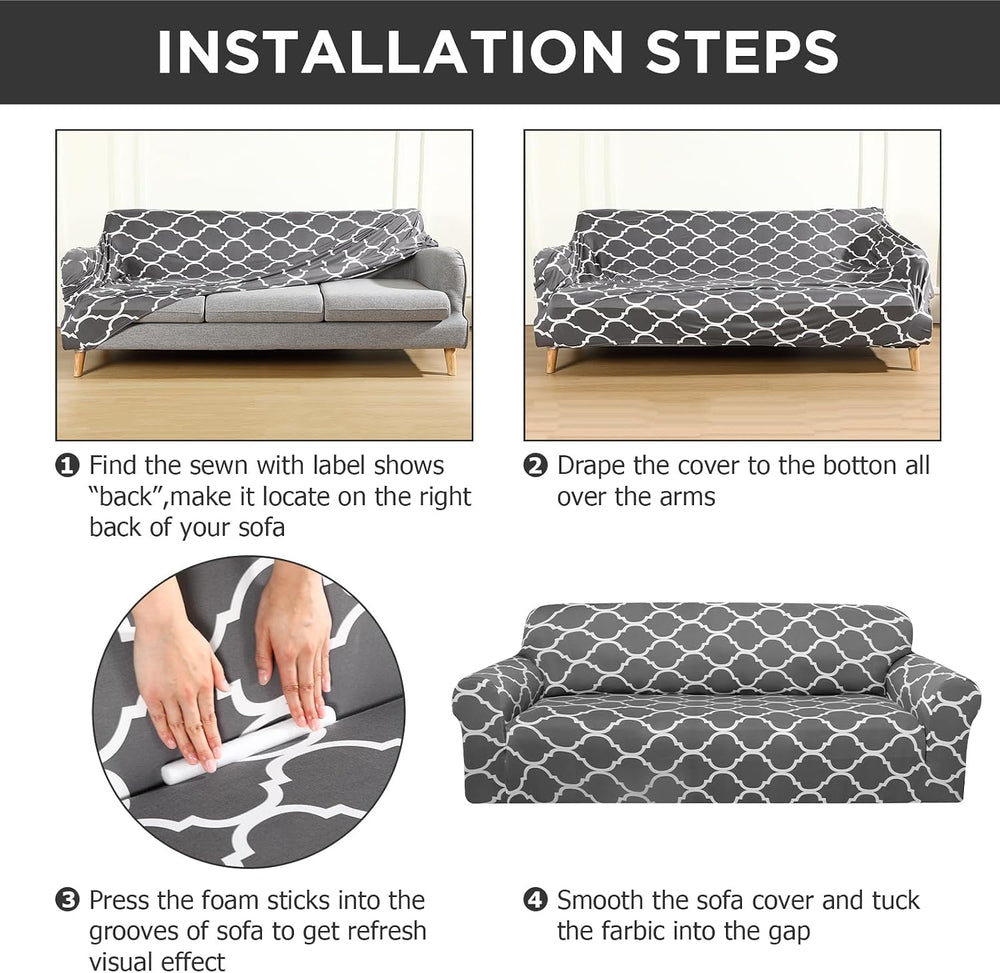 Peryiter 1 Pcs Dark Gray Couch and Loveseat Sofa Covers,1 Size