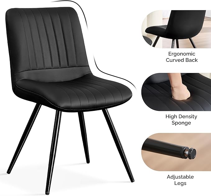 Dining Chairs Set of 8, Modern Dining Chairs with Thick Cushions, PU Leather ...