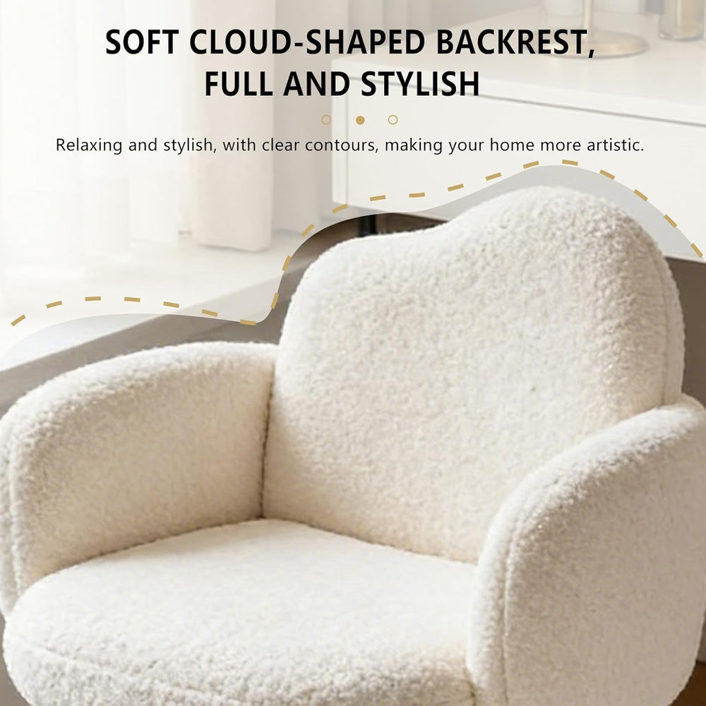 Modern Upholstered Vanity Chair with Arms, No Wheels Desk Chair, Soft Comfort...