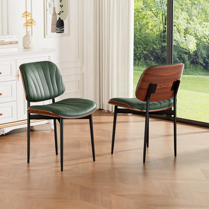 REONEY Dining Chairs Set of 2, Mid-Century Modern Kitchen Chairs, Green