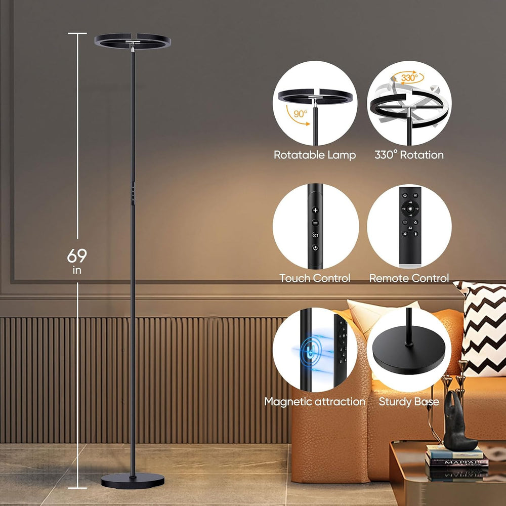 SIBRILLE LED Floor Lamp - Dimmable Tall Standing Lamp with Remote Control/But...