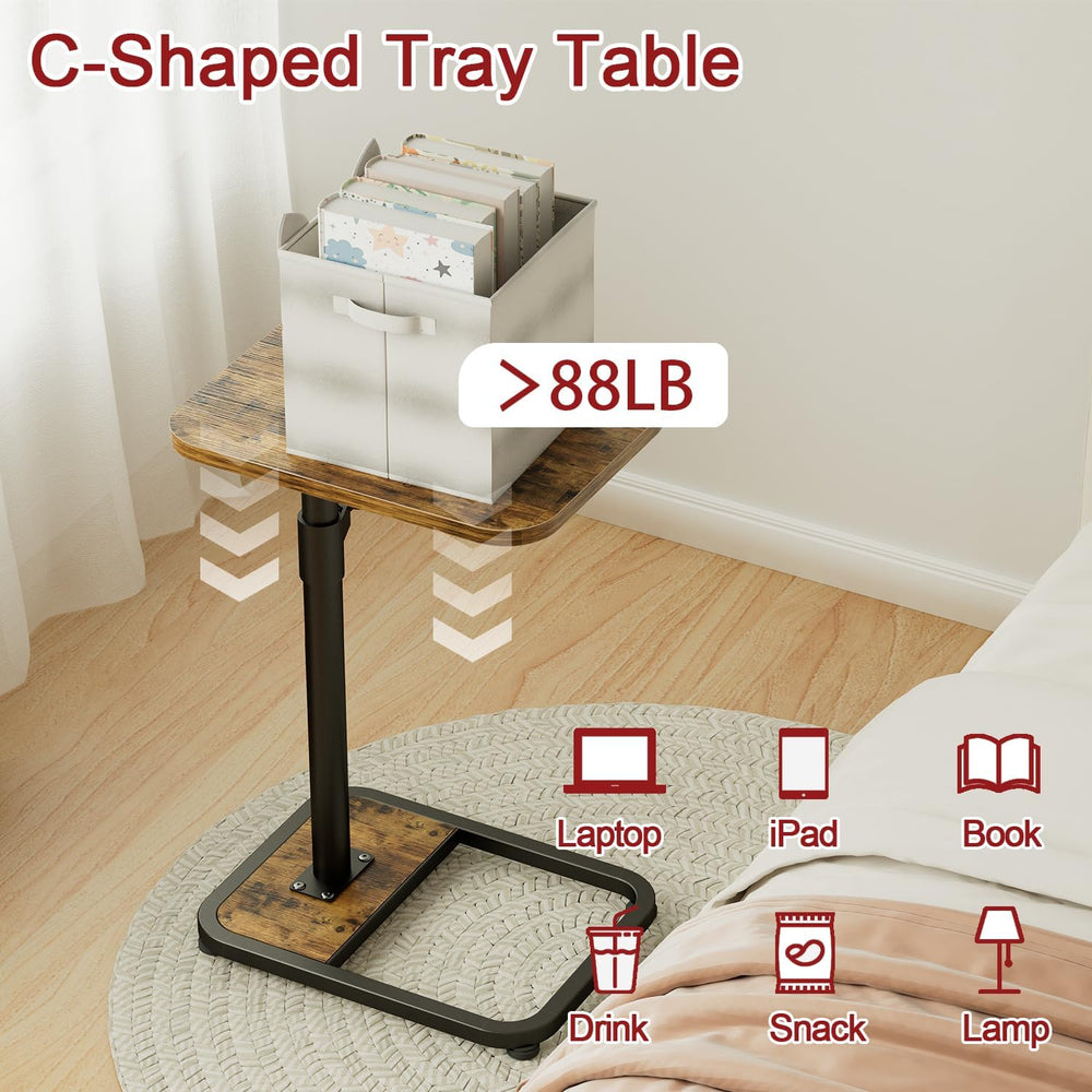 GOYLSER C-Shaped Tables Small Swivel End Table, Height Adjustable Side Tables...