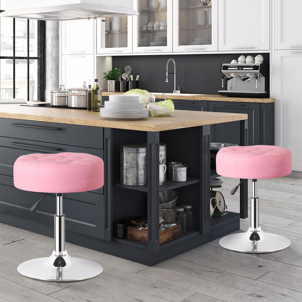 Nova Microdermabrasion Vanity Chair Stool Modern Tufted Round Ottoman Stool S...