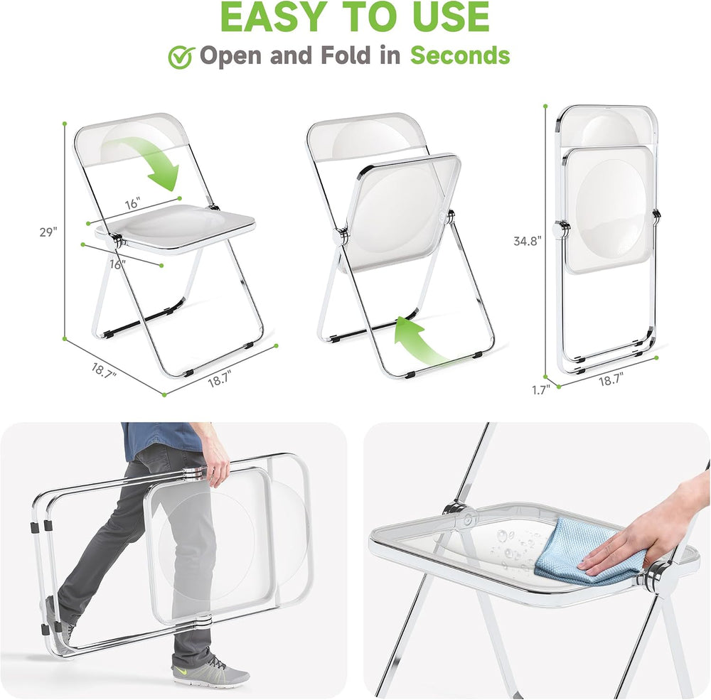 Real Relax Acrylic Folding Chairs,Foldable & Stackable Clear Chairs with ...