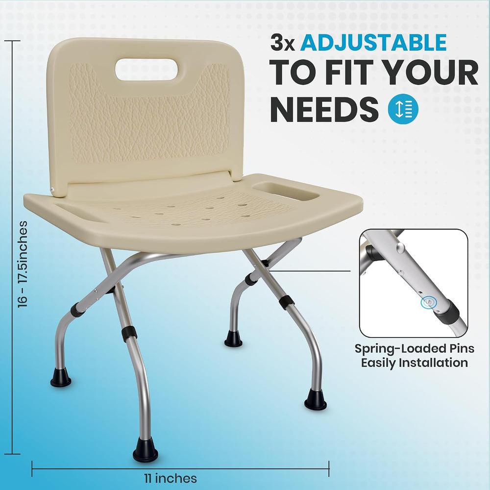 Yellow Ladybug Foldable Shower Chair - Adjustable Height Bath Stool with Non ...