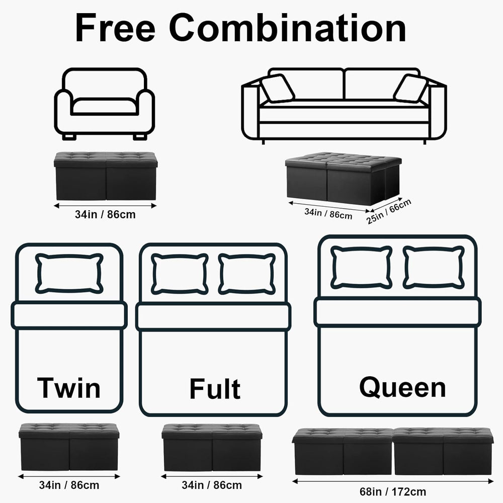 AmasSmile Footrest Ottoman Storage Bench,34" Leather Folding Chest,Black...