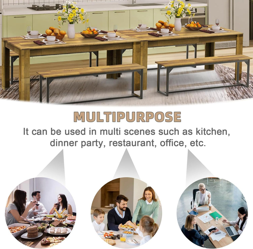 71" Kitchen Dining Table for 6-8, Farmhouse Wood Rectangular Dinner Table