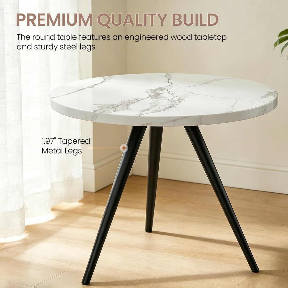 34.6" Round Dining Table for 4 People, Modern Kitchen Coffee Table White...