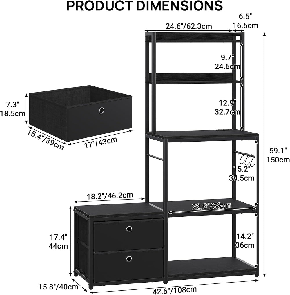 Mini Fridge Stand with Storage, Refrigerator Cabinet with Power Outlet - Mult...