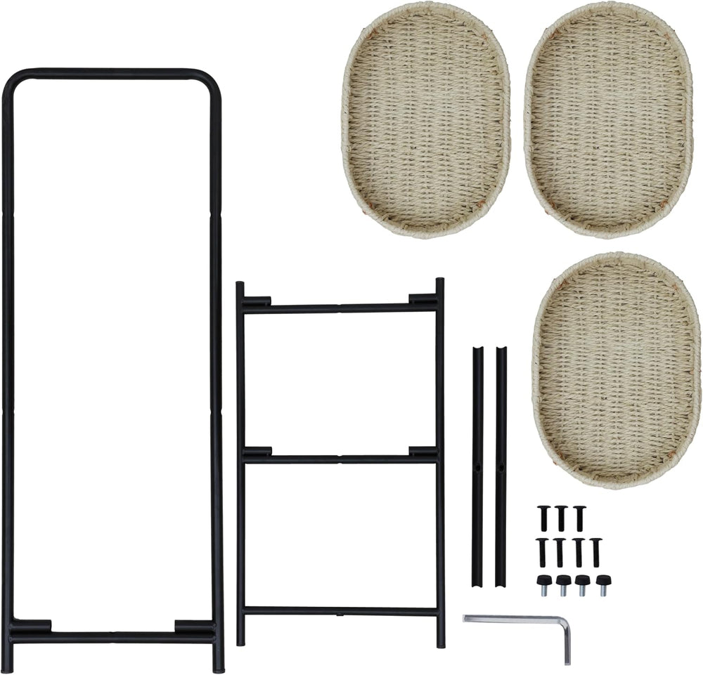 3-Tier Seagrass Woven Side Table, Oval Storage Basket with Trays,Farmhouse Co...