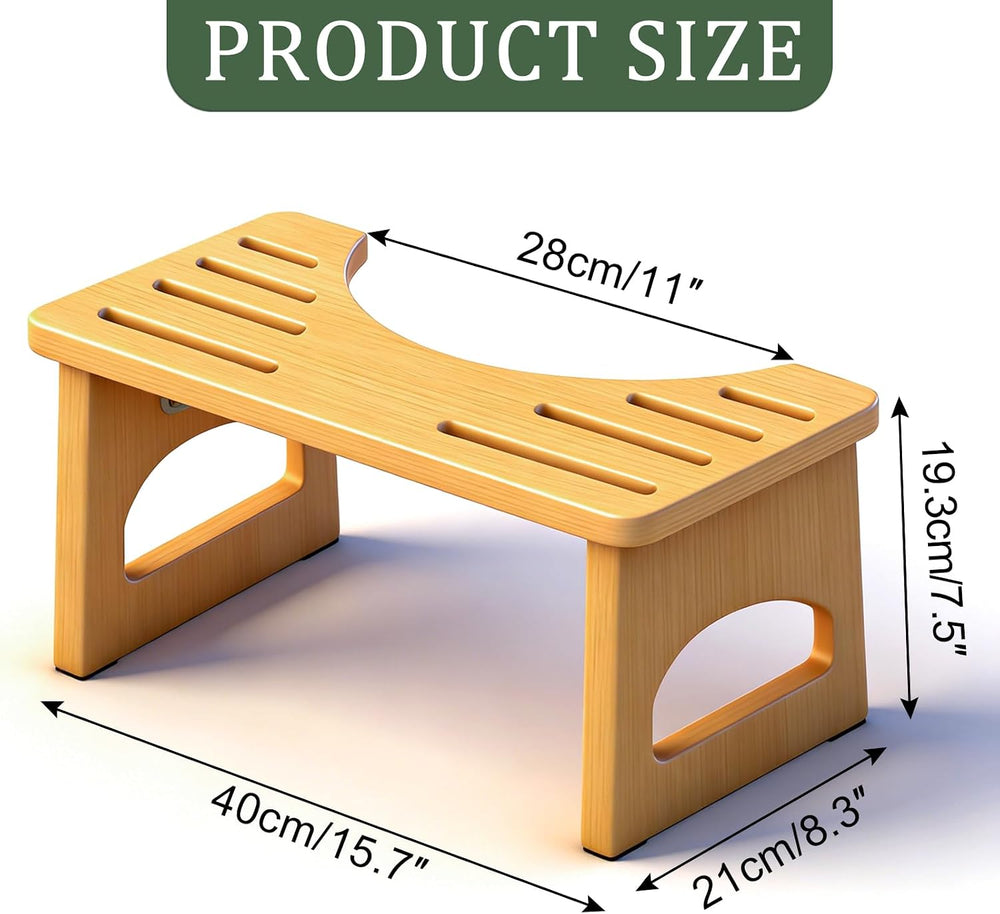 Foldable Toilet Stool, Poop Stool for Bathroom, Bamboo Toilet Stool Squat Adu...