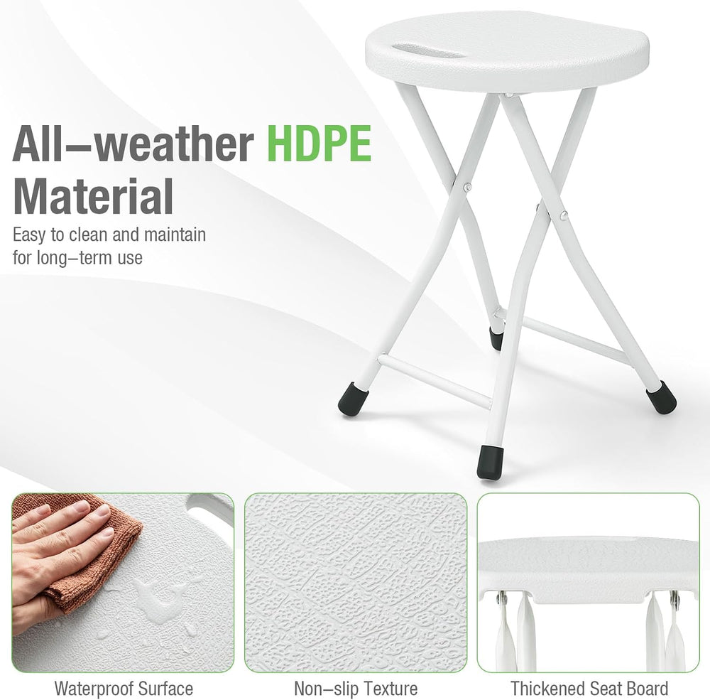 GYMAX Folding Stool, 18in Portable Collapsible Bar Stool with Handle & St...