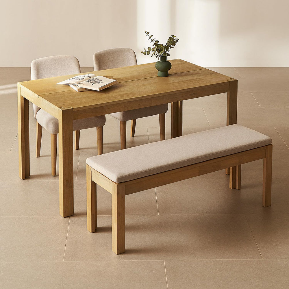 mopio Logan 4 Piece 4 Seater Upholstered Dining Table Set, Modern Farmhouse S...