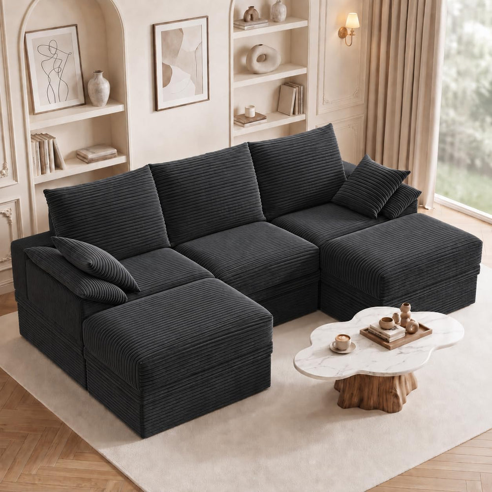 107" Modular Sectional Sofa Couch with Storage,U-Shape 3 Seat Comfy Mode...