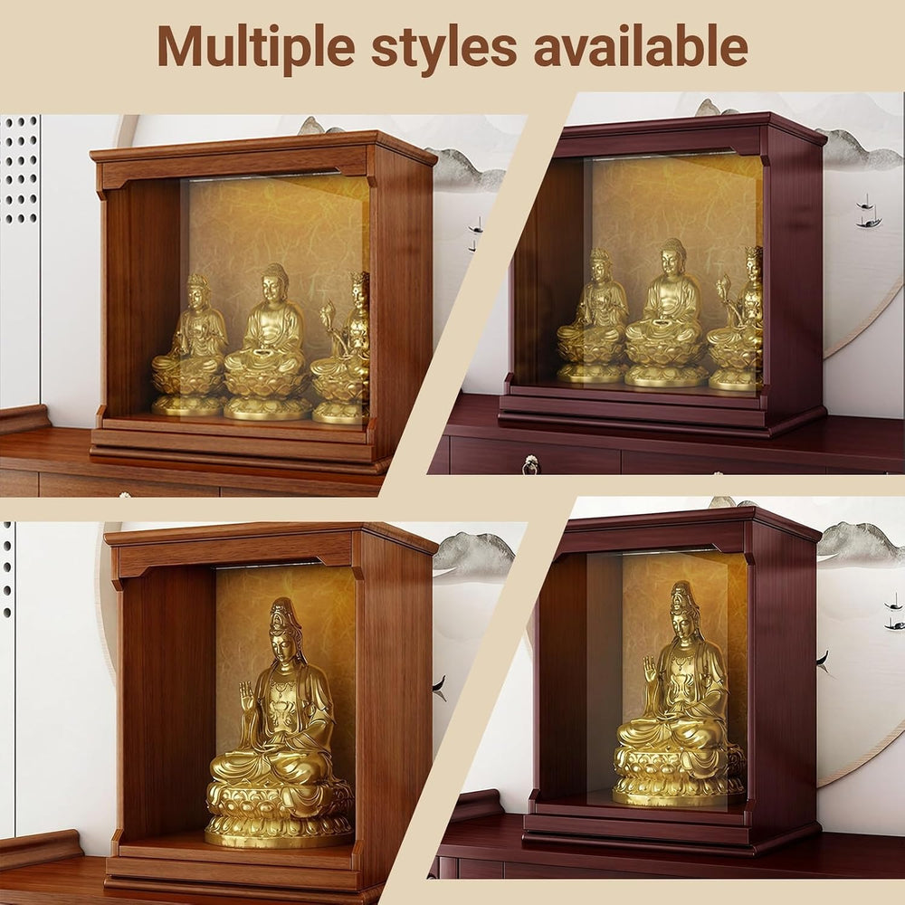 Solid Wood Tabletop Buddhist Table with Pull-Out Drawer, Tribute Personal Shr...