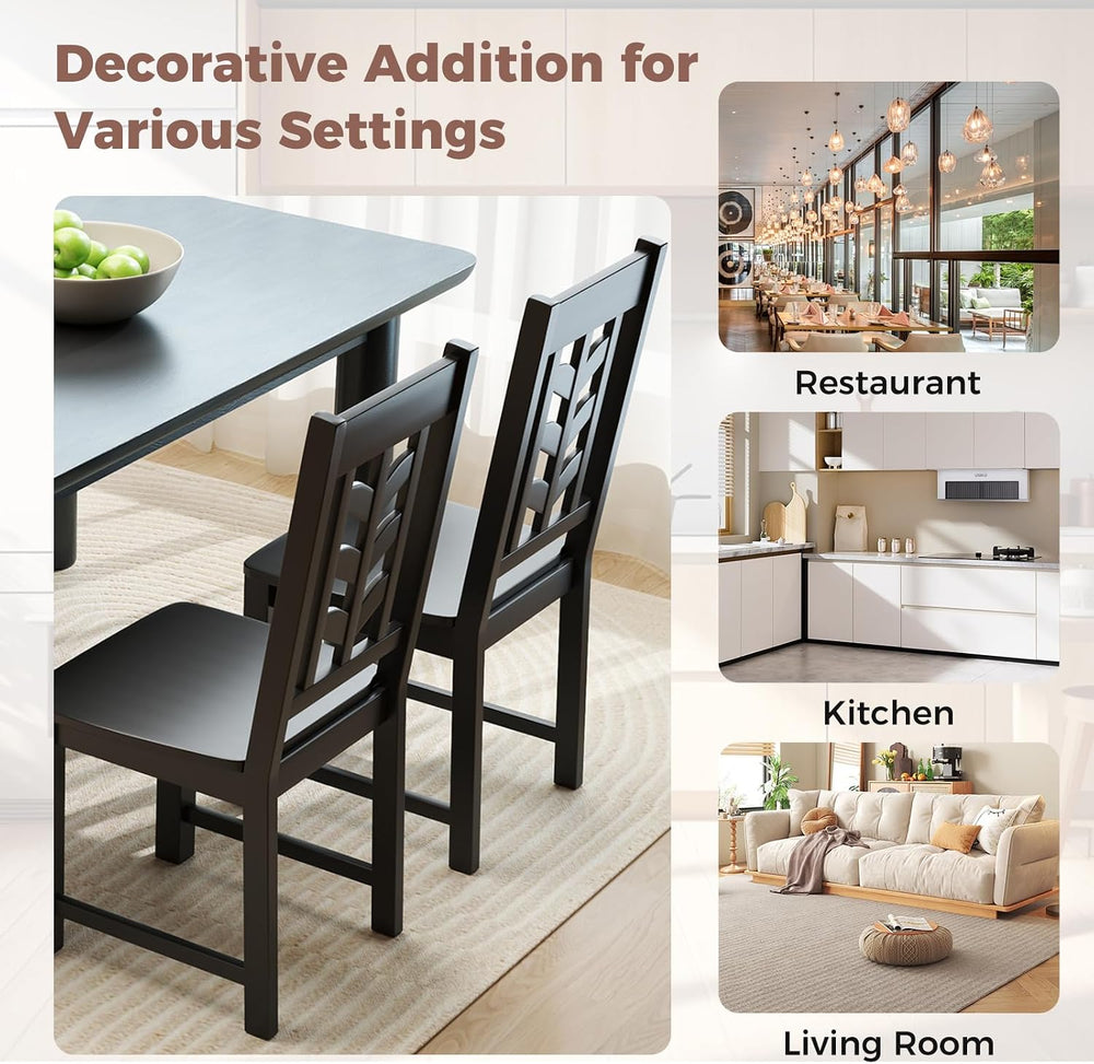 Giantex Wooden Dining Chairs Set of 2, Kitchen Chairs w/Rubber Wood Frame &am...
