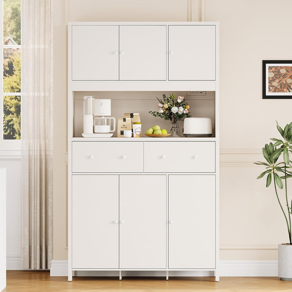 Garvee 71" H Pantry Cabinet with Charging Station, Tall Kitchen Pantry S...
