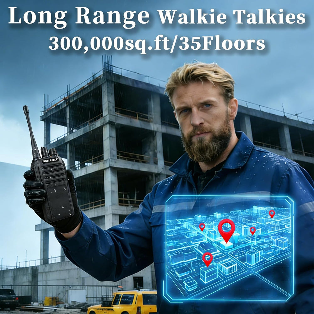 TIDRADIO 10Miles-Heavy Duty Long Range Walkie Talkies-IP67 Waterproof FRS