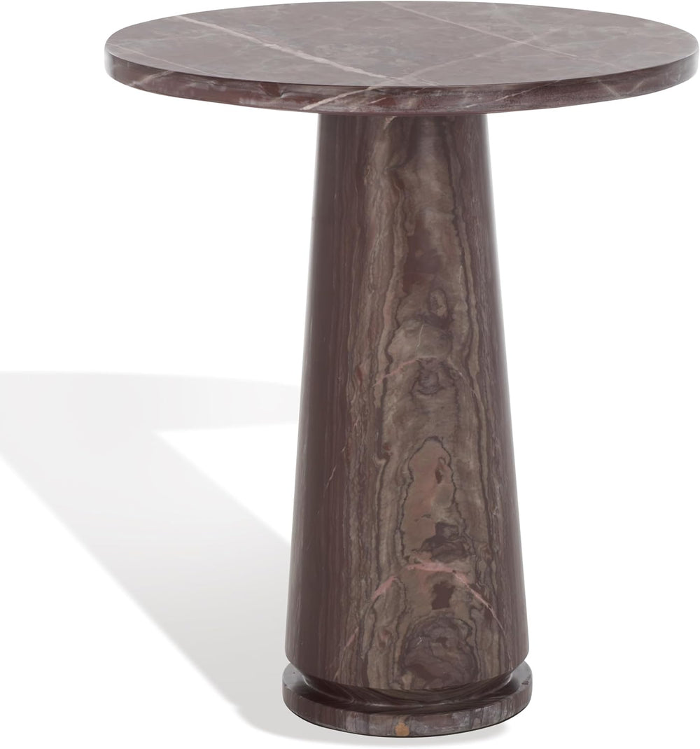 SAFAVIEH Furniture - Valentia Tall Marble Accent Table - Maroon - Marble Top ...