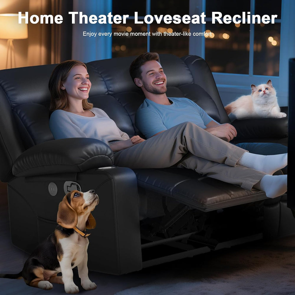 RV Loveseat Recliner Sofa, Reclining Loveseat Home Theater Seating with USB P...