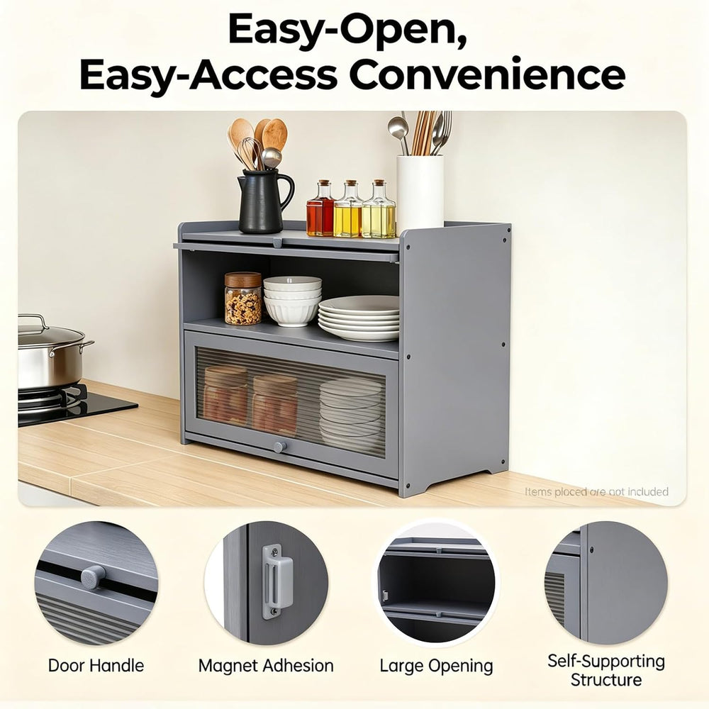 Countertop Kitchen Pantry Cabinet, 20.5x9.8x19.7in Dual-Layer Storage Cabinet...