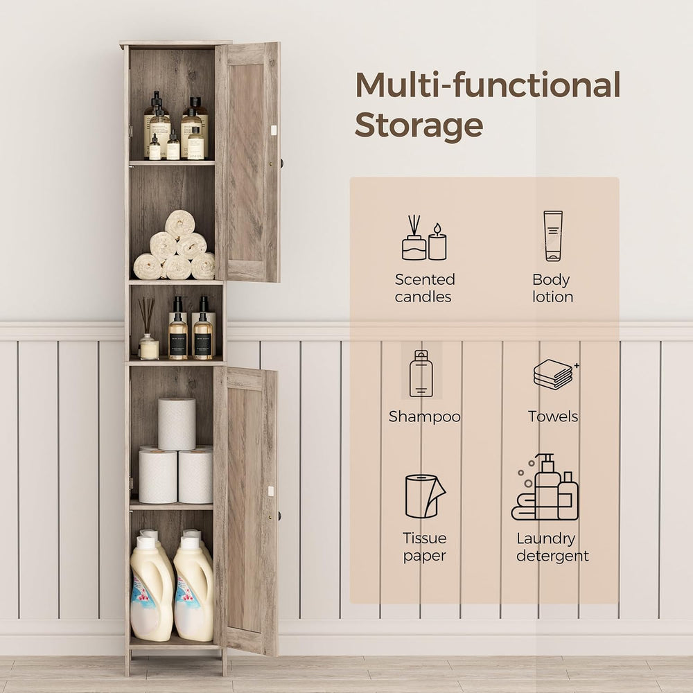 Homleke Tall Bathroom Storage Cabinet with 2 Doors, 67"H Narrow Storage ...