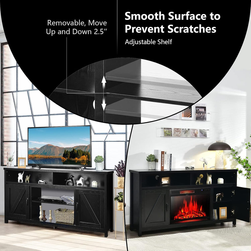 Tangkula Modern Farmhouse TV Stand, 59-Inch Storage Cabinet for TVs Up to 65 ...