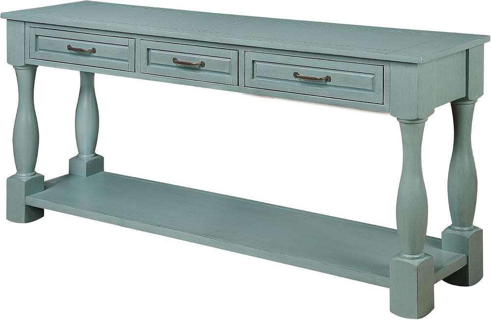 Merax Retro Console Table with 4 Drawers for Entryway, Sofa Table with Open S...