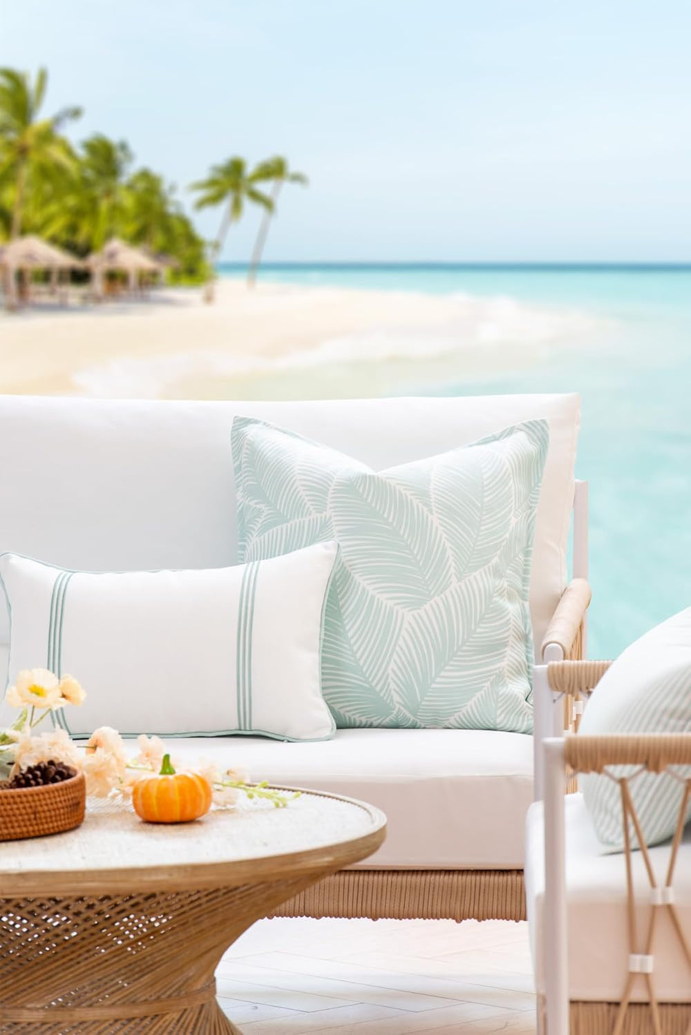 Hofdeco Premium Fall Coastal Patio Indoor Outdoor Pillow Cover Only, 20"...