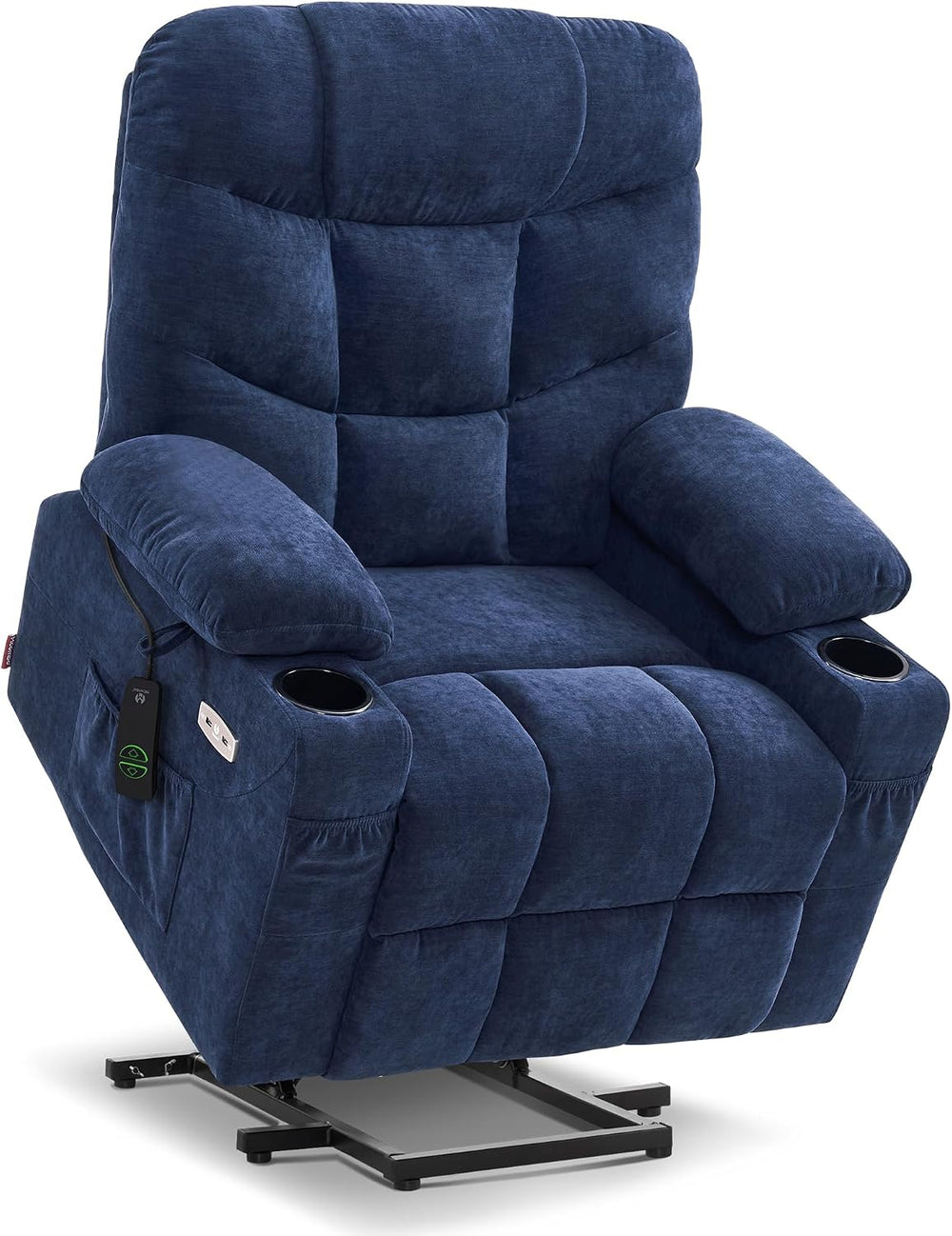 MCombo Power Lift Recliner for Elderly, Fabric 7287 (Navy Blue, Medium)