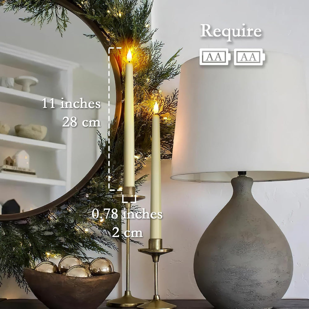 Homemory 12 Pcs Flameless Taper Candles with Remote Timer Dimmer, 11 inches I...