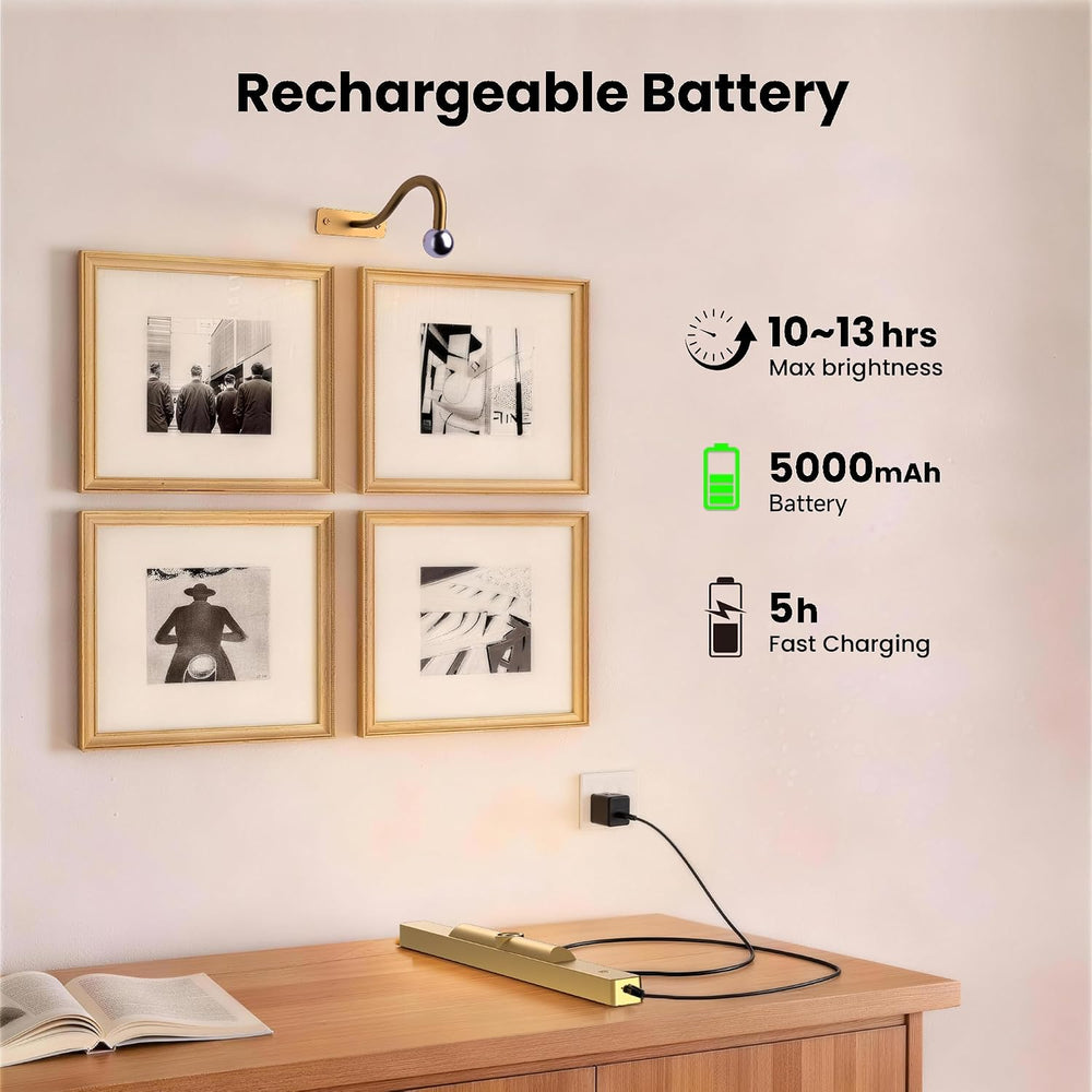 Wireless Picture Light Battery Operated, 16in Picture Light for Wal, 2Pack Re...